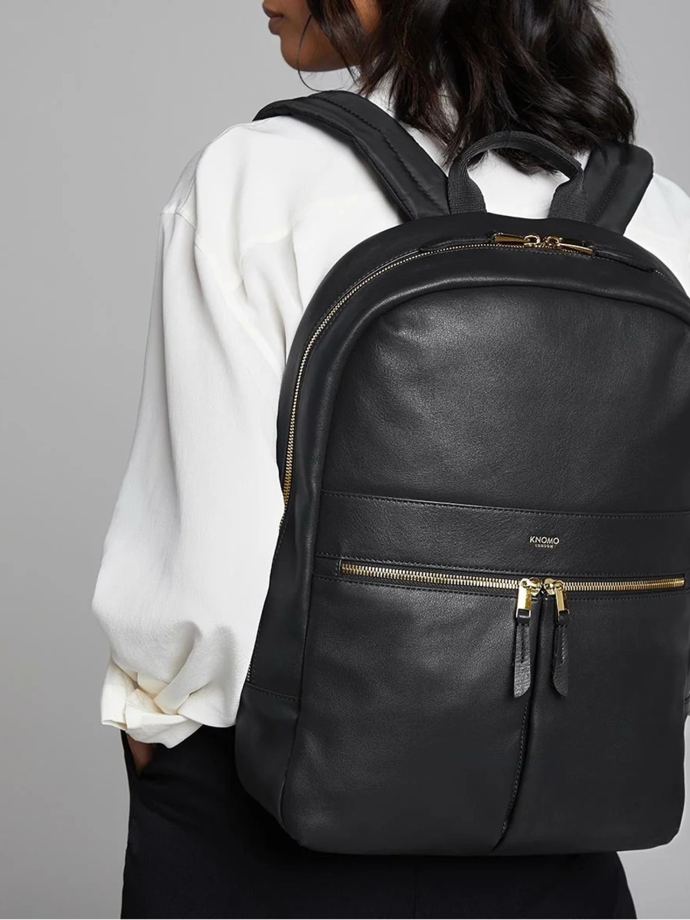 Knomo Beauchamp Leather Backpack in Black Leather